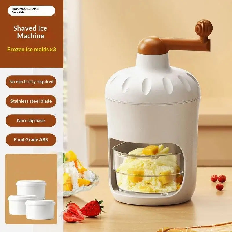 Shaved Ice Machine Small Manual Ice Crusher Home Hand-cranked Machine Making Smoothie Machine Practical Portable Ice Cream Tools Qme A7