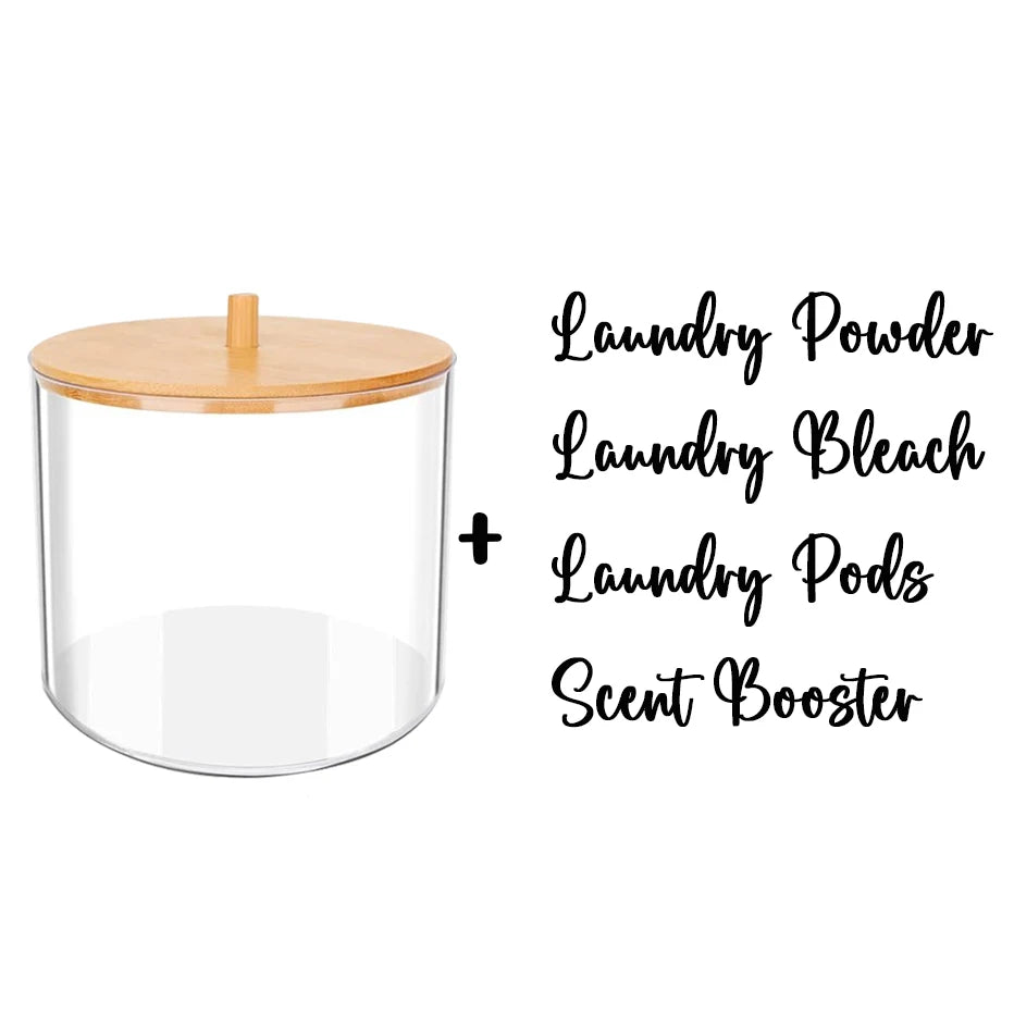900ml Laundry Powder Container Box with Lid Laundry Room Organizer to Storage Laundry Pods/Scent Booster/Bleach Tablet Qme clear-A