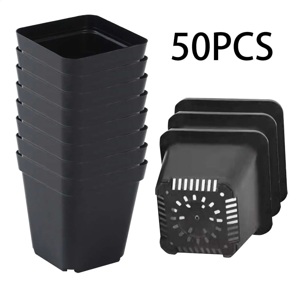 Pots For Seedlings Black Square Seedling Cups 50pcs Starter Pots Seedling Pots Nursery Pot Gardening Kit For Fruits Seedlings Qme
