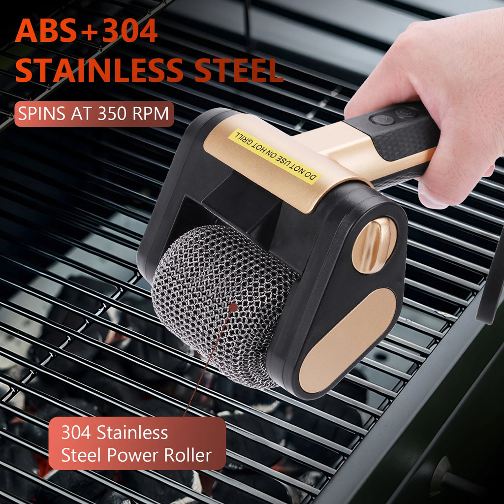 Bristle-Free Rotating Grill Brush Rechargeable Stainless Steel Grill Brush 350 RPM Rotating Dishwasher Brush Outdoor BBQ Tools Qme