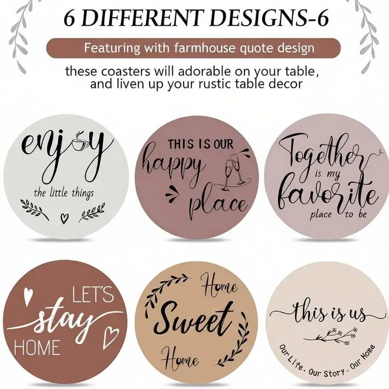 Natural Wooden Coasters For Drinks Set Of 6 Thick Absorbent Cup Pads With Storage Box For Coffee Wooden Table Protection Qme