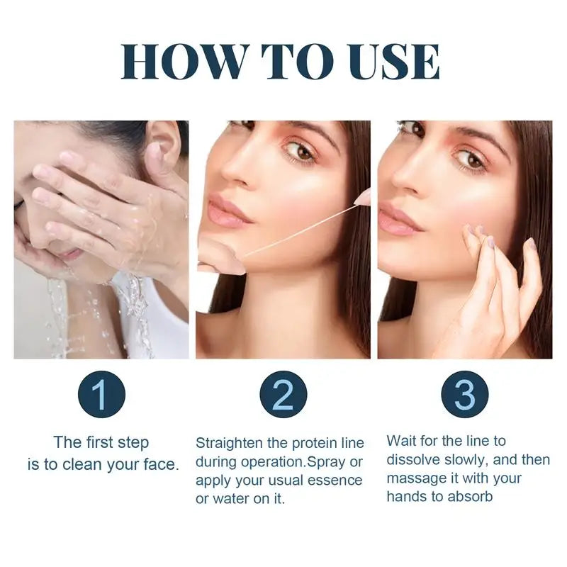 60Pcs Gold Protein Line Fade Wrinkle Firming Facial No Needle Absorbable Smoothing Hydrolyzed Collagen Thread Serum Qme