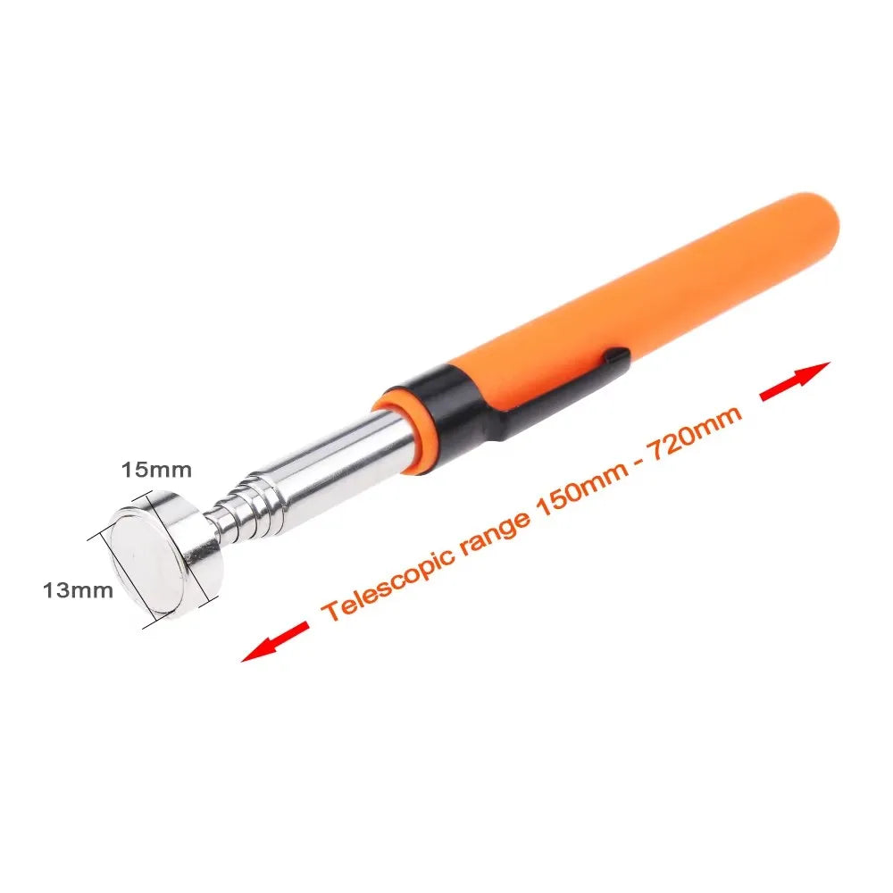 1pc Mini Portable Telescopic Magnetic Magnet Pen Handy Tool Capacity For Picking Up Nut Bolt Extendable Pickup Rod Stick Qme 8LB Orange