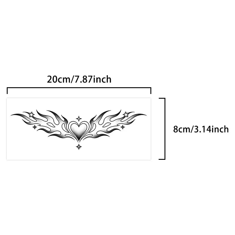 Flaming Heart Tattoo Sticker Waterproof Temporary Tattoo Passionate Sexy Design for Women Abdomen Chest Qme BG-067