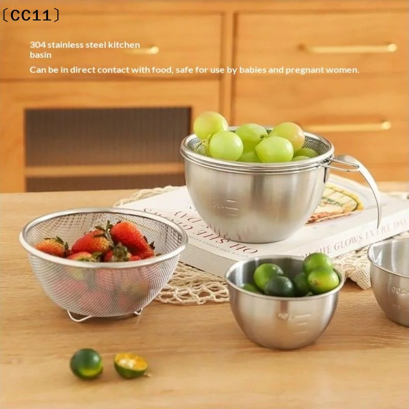 1 2 3 Stainless Steel Mixing Bowl Scale Handle Filter Multi Qme