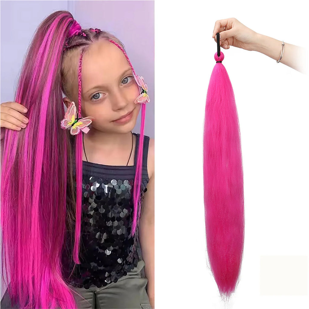 Synthetic Solid Color Long Braids Pony Tail with Elastic Band Long Party Christmas Halloween Role-playing Hair Accessories Qme