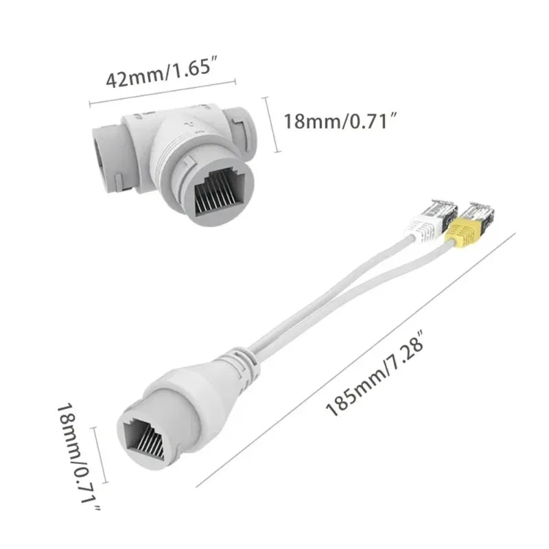 2pcs High-Efficiency 3-Port PoE Splitter 1000Mbps 48V to 12V DC Barrel Jack Compatible with IEEE 802.3af/at Qme