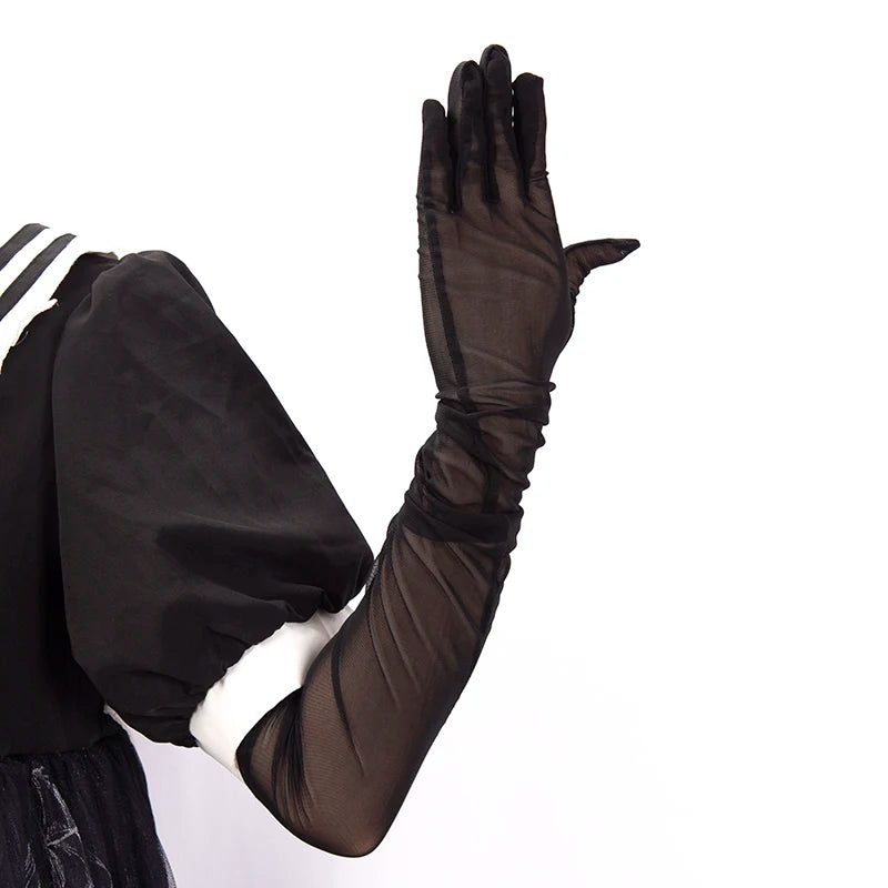 Fashion Sexy Lace Thin Transparent Long Gloves Seamless Elasticity Qme