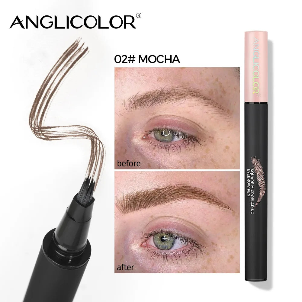 4-Sided Angle Brush Tip Wild Eyebrow Painting Liquid Ash Tea Brown 3D Dye Dip Eyebrow Enhancers Tinted Hairline Modification Qme 02 MOCHA