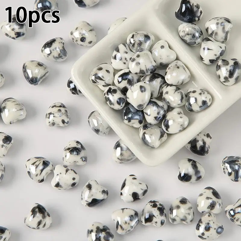 10Pcs Ceramic Loose Beads, DIY Jewelry Making Supplies for Necklaces & Earrings, Ceramic Pendants for Crafting Accessories Qme A11