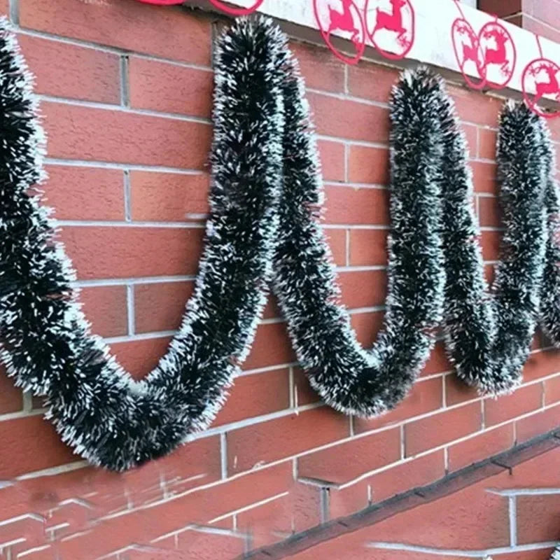 Christmas Tinsel Ribbons Garland Green Cane Wreath Xmas Tree Hanging Pendent Ornaments Wedding Party Supplies Home Decor Qme