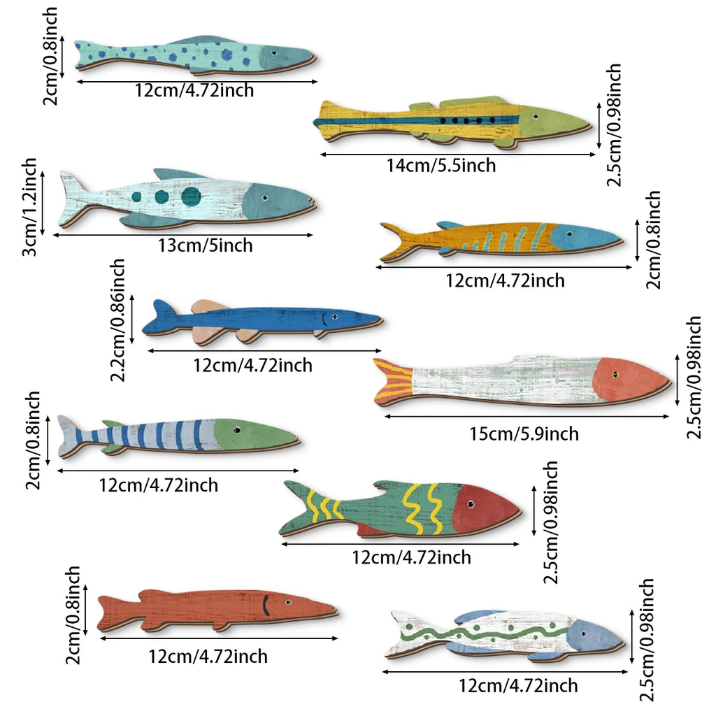 Colorful Hand - Painted Wooden Fish Wall Decorations: Add a Splash of Ocean Charm to Your Space Qme