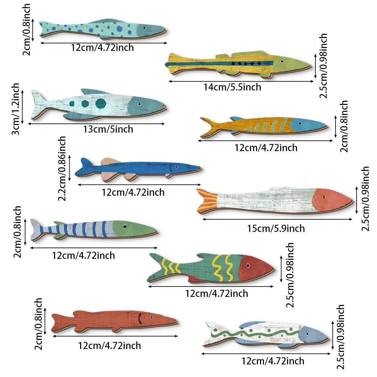 Colorful Hand - Painted Wooden Fish Wall Decorations: Add a Splash of Ocean Charm to Your Space Qme