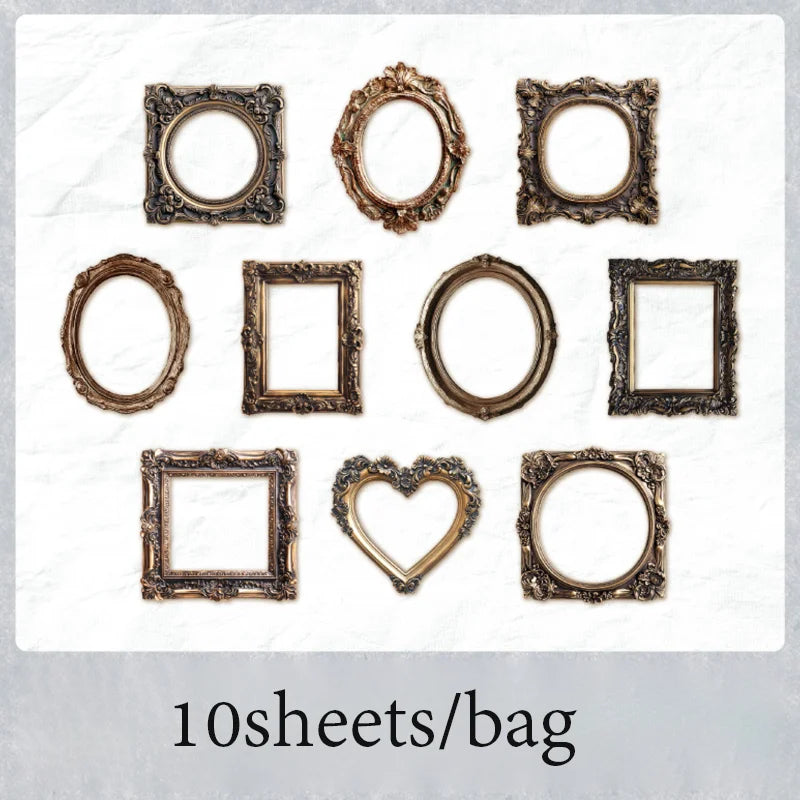 10 Sheets/Bag Window Frame Hollow Embossed Collage Cards for Scrapbook Journal DIY Planner Phone Case Notebook Decoration Gift Qme 7