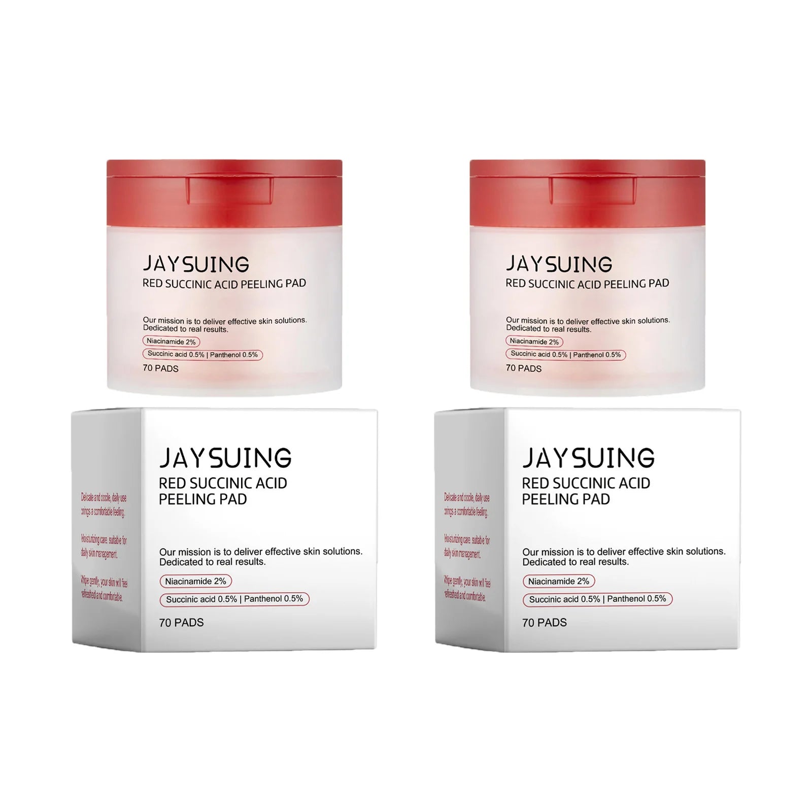 70pcs Red Succinic Acid Peeling Pads Gentle Exfoliation Soothing Moisturizing Delicate Smooth Skin Panthenol Facial Peeling Pads Qme 140pads Boxed