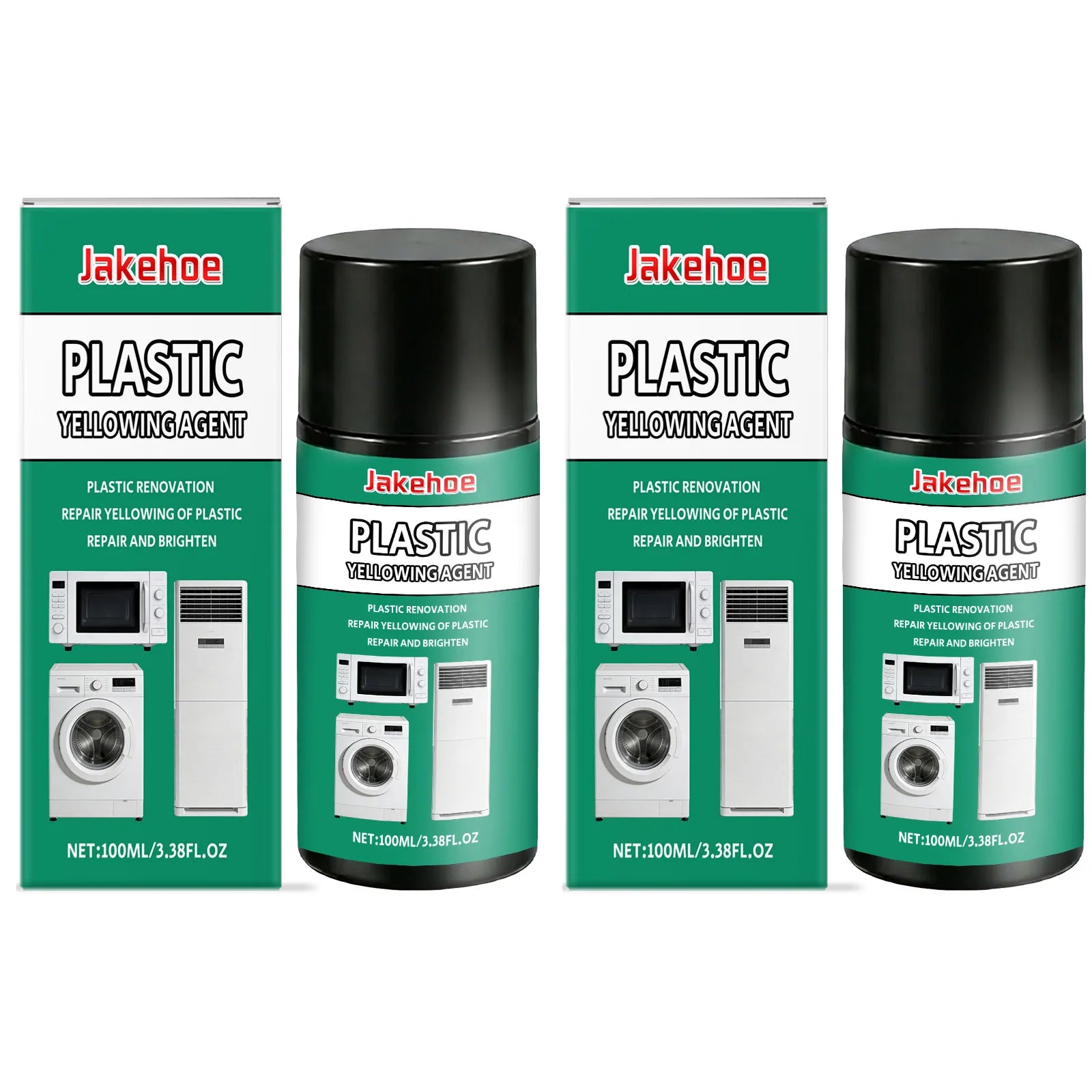 Plastic Parts Yellowing Cleaner Clear Stains Repair Yellowing Plastic Renovation Brightening Household Appliances Car Light Care Qme 2 x 100ml Boxed