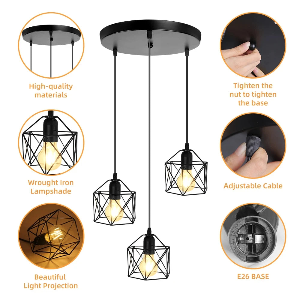 Vintage Chandelier Led Ceiling Lighting Nordic Style Hanging Lamp Dining Living Room Home Christmas Decor Pendant Light kitchen Qme
