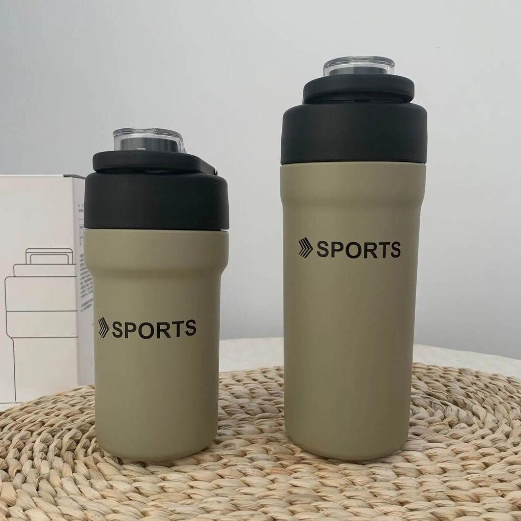 Large Capacity Handheld Outdoor Straw Insulated Water Bottle Qme Light Grey 500ml