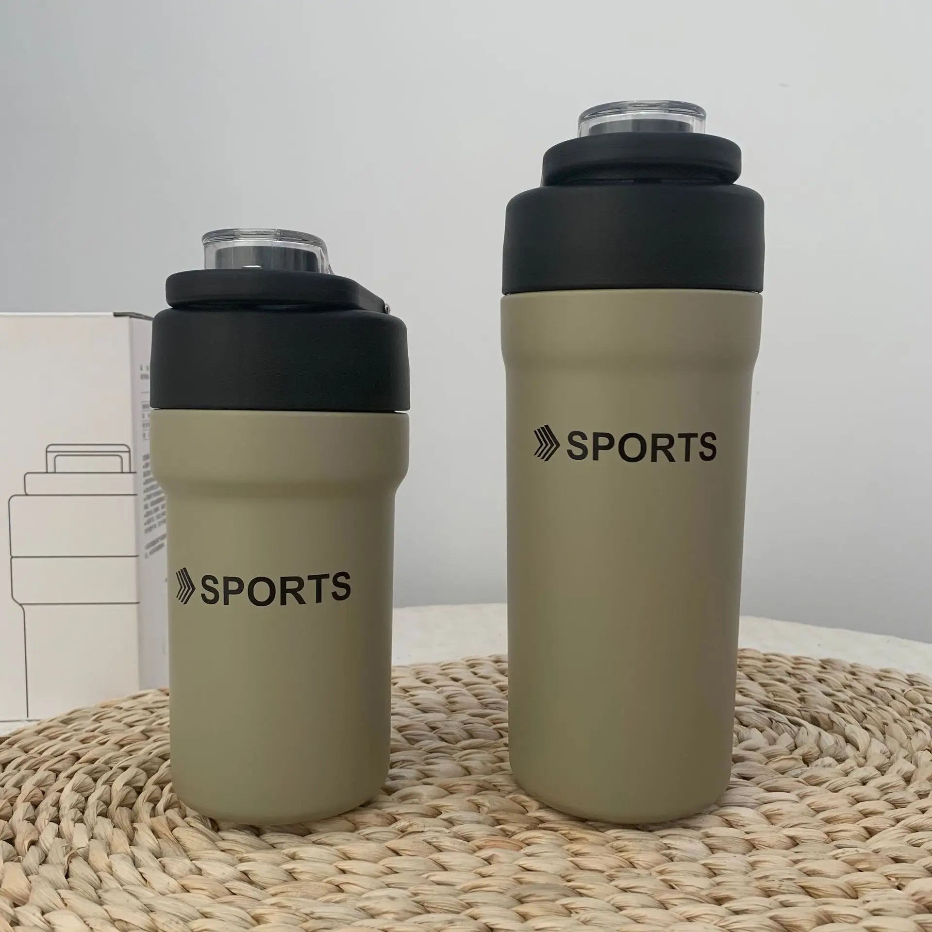 Large Capacity Handheld Outdoor Straw Insulated Water Bottle Qme Light Grey 500ml