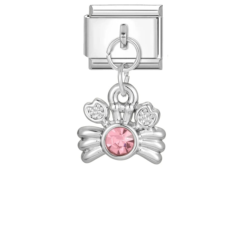 Colored Crystal Turtle Moon Heart Italian Charm Stainless Steel Link