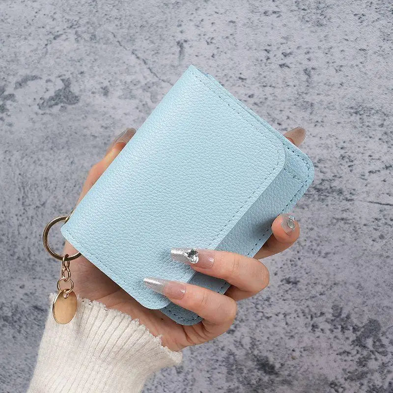 Korean Version Women's Coin Purse Short Fashion Multifunctional Qme Blue