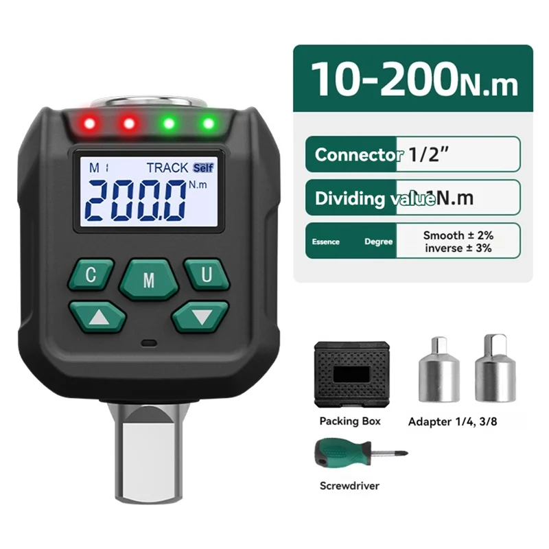 A02F-Digital Torque Adapter, 7.38-147.5 Ft.Lb/10-200 N.M, Electronic Torque Wrench Converter With ±2% Accuracy For Bike Moto Qme
