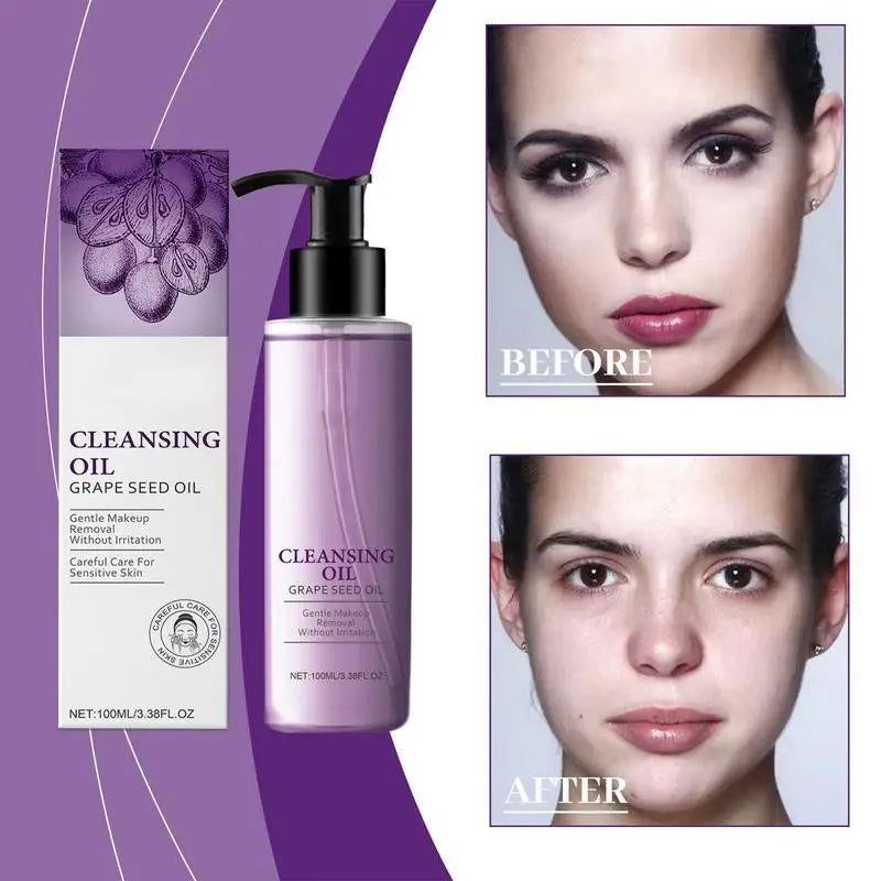 Facial Cleansing Oil Non-greasy Cleanser Moisturizing Grape Makeup Qme