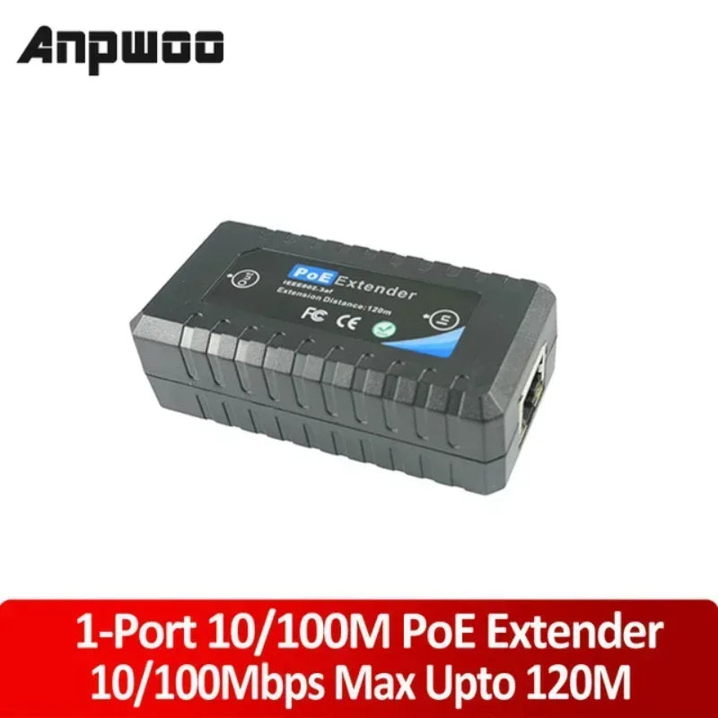 Passive 1 Port POE Ethernet Extender / Repeater for CCTV IP Cameras about 120 meters (max) under standard CAT5 cable 1pcs Qme