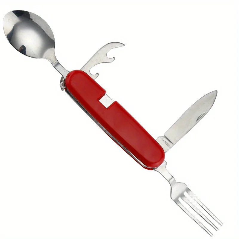 3 In 1 Folding Portable Cutlery Set Stainless Steel Spoon Fork Knife Combo Mini Compact Travel Camping Picnic Reusable Tableware Qme
