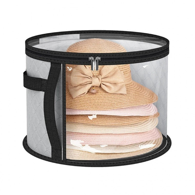 Clear Collapsible Hat Storage Organizer Zipper Large Front Window Qme Gray