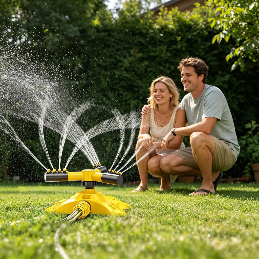 Sprinklers for Yard 3-Arm 360 Degree Rotating Automatic Adjustable Tool Kids Water Sprinkler for Backyard Garden Patio Park Qme