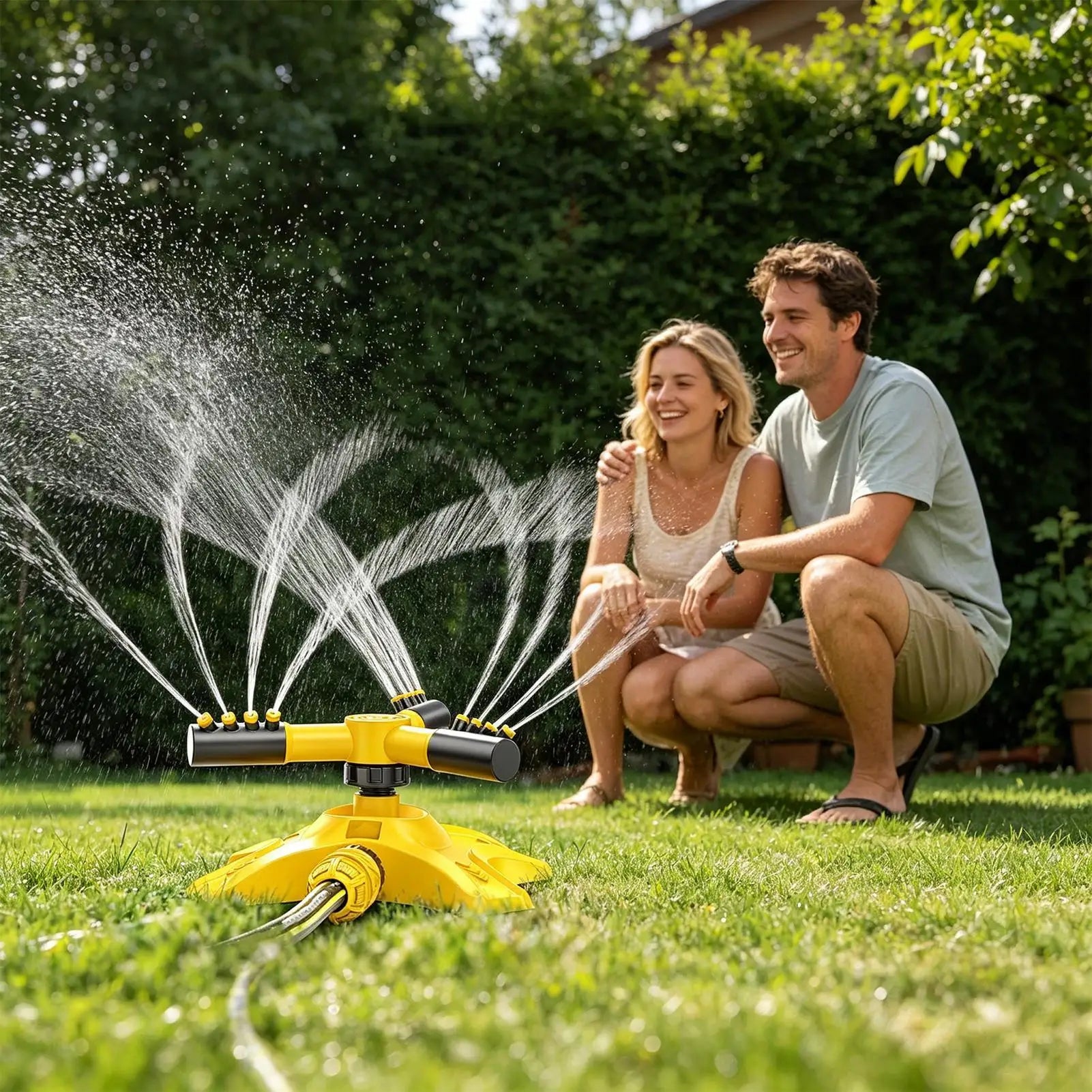 Sprinklers for Yard 3-Arm 360 Degree Rotating Automatic Adjustable Tool Kids Water Sprinkler for Backyard Garden Patio Park Qme