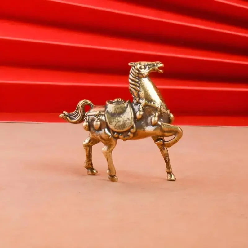 Brass Horse Small Ornament Home Desktop Decoration Retro Pure Copper Horse Crafts Copper Figurines Enthusiasts Collect Qme
