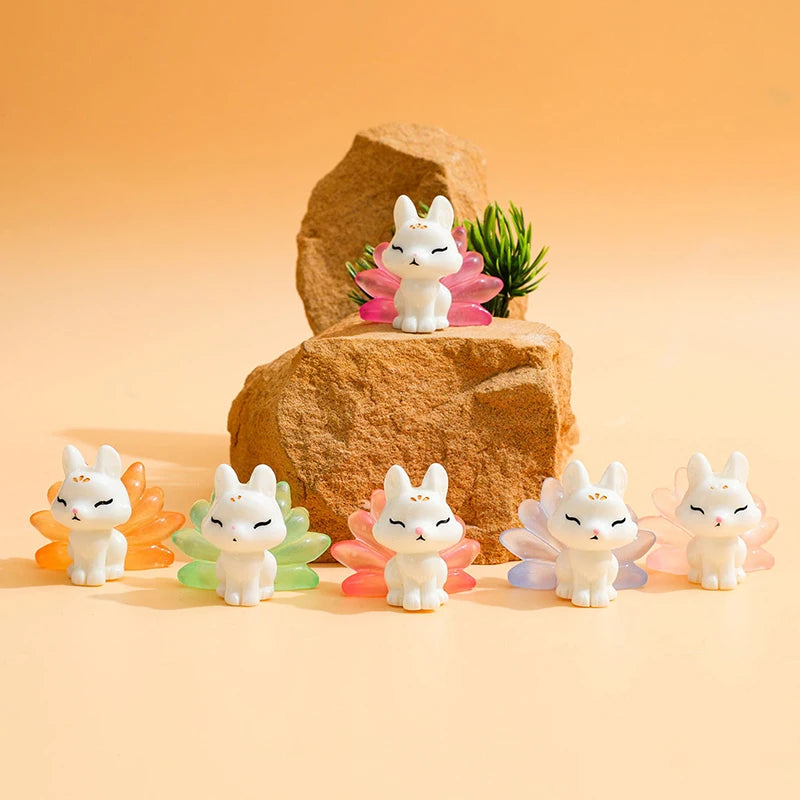 Luminescent Cartoon Fox Figurine DIY Micro Landscape D Cor Unique Qme