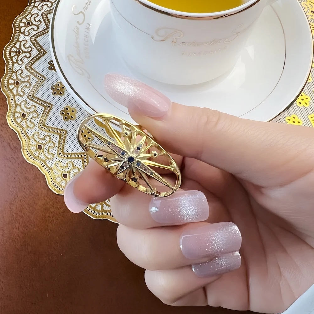 Ring Royalty Star Magical Boho Look Fine Jewerly Vintage Gift For Women In 925 Sterling Silver Qme