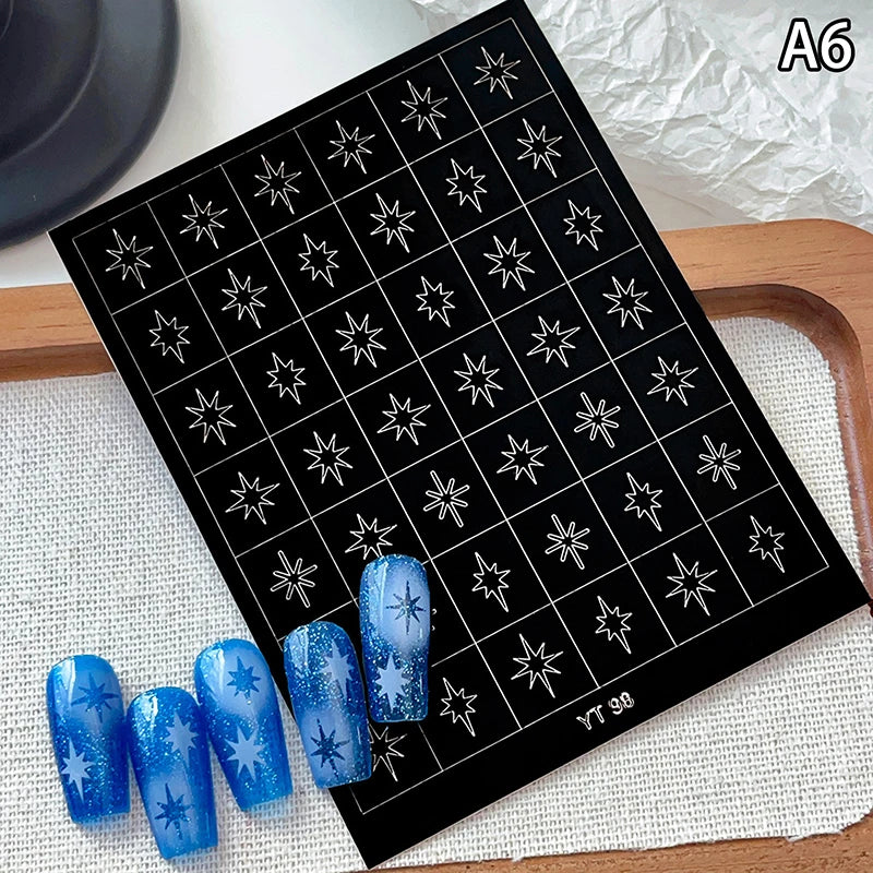 Airbrush Stencil Nails Heart Bow Stars Pattern Hollow Nail Sticker Qme A6