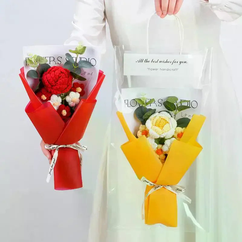 1Pcs Rose Sunflower Artificial Flowers Bouquet For Woman Girlfriend Gifts Valentine's Day Decoration Mother's Day Gifts Ornament Qme
