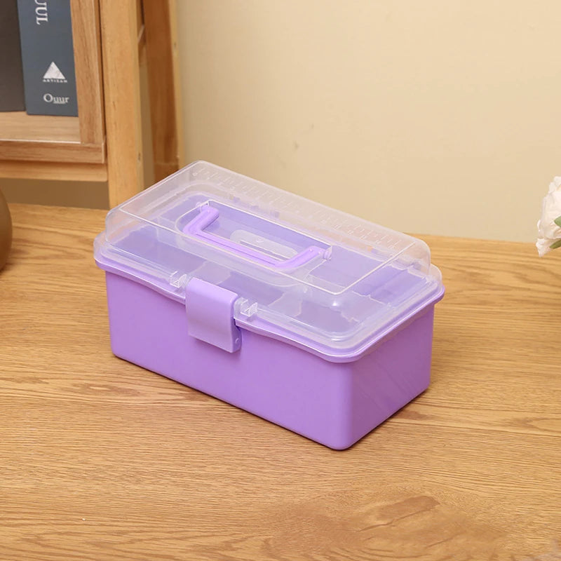 Plastic Portable Makeup Hairpin Organizer Nail Art Jewelry Box 3 Qme Purple