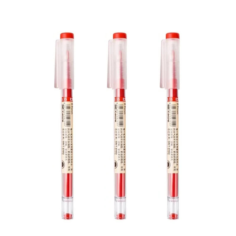 3-12pcs/set Fine Point Pen 0.35mm Black Blue Red Ink Gel Pen Ballpoint Pen School Office Student Writing Stationery Supply Qme 3 red