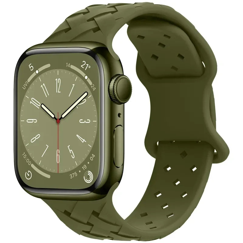 Strap for Apple Watch Band Ultra 49mm 44mm 40mm 45 Mm 41mm 38mm 42mm Sport Silicone Woven Loop Bracelet IWatch Series 8 7 6 3 Qme Olive green 42 44 45 49mm