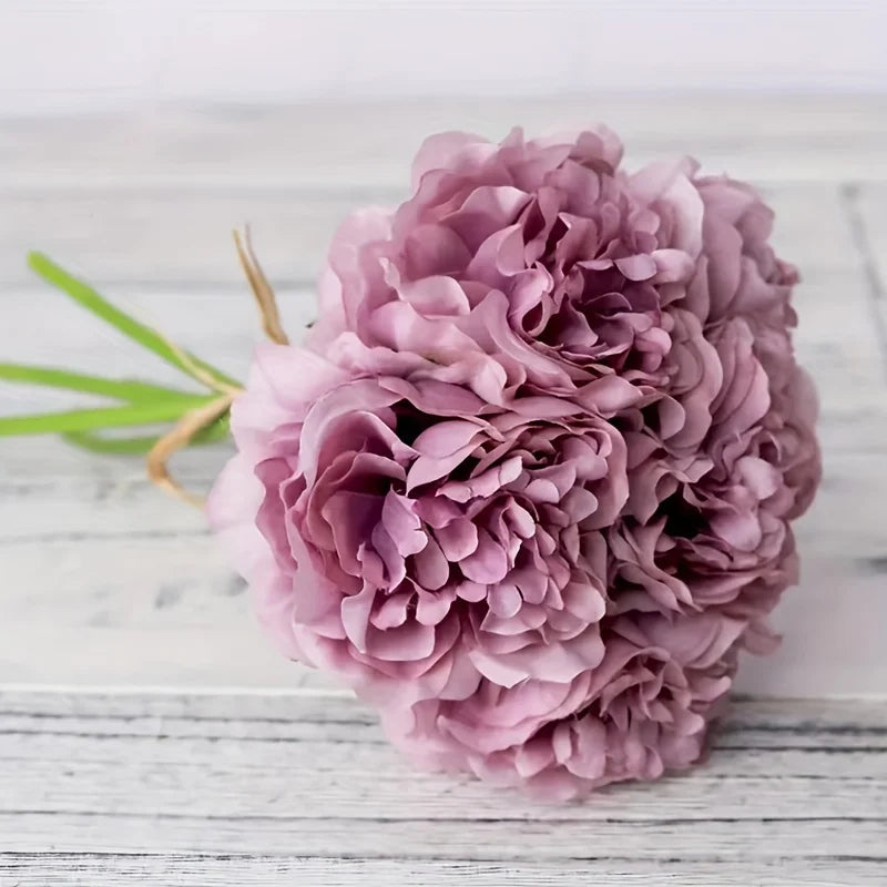 5-pack Peony Flower Bouquet Simulation Wedding Decoration Hand-held Qme Pink