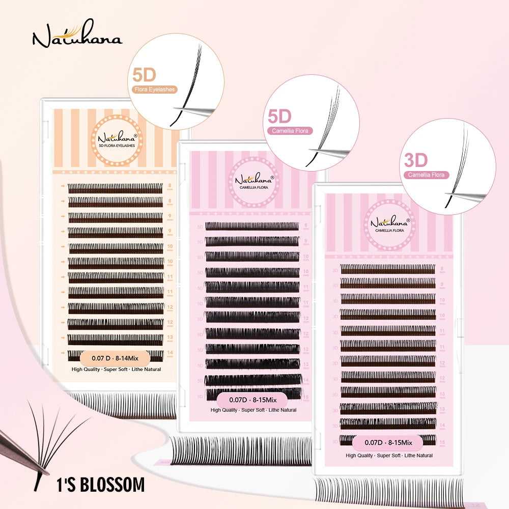 NATUHANA Easy Fanning Lashes Russian Volume Camellia 3D 5D Individual Qme
