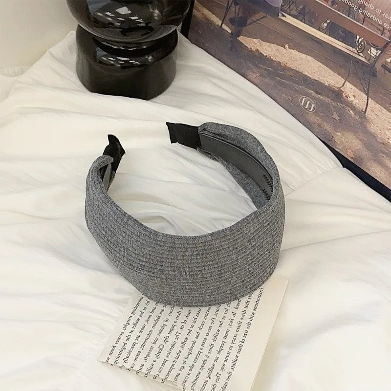Daily Essential Wide Hairband Crown Slip-resistant Comfortable Broad Qme GRAY