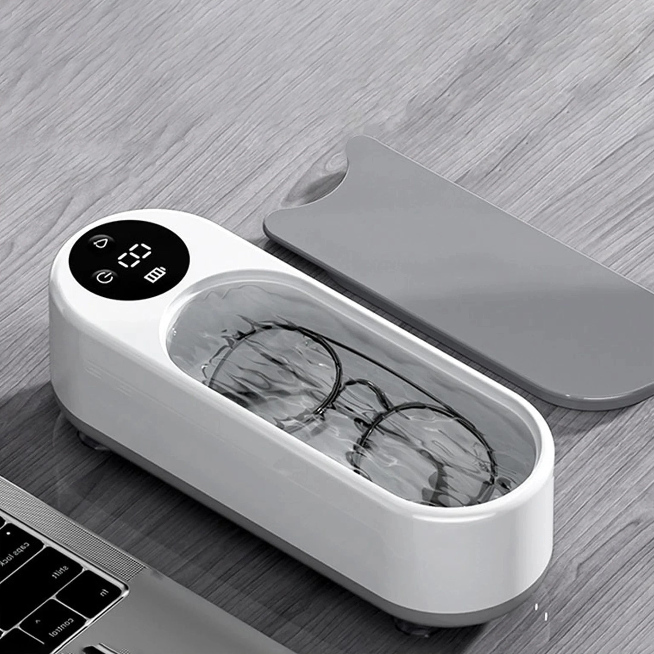 High-Frequency Glasses Cleaner - 1pc Wireless Multi-Purpose Cleaning Machine for Eyewear & Accessories Qme Grey