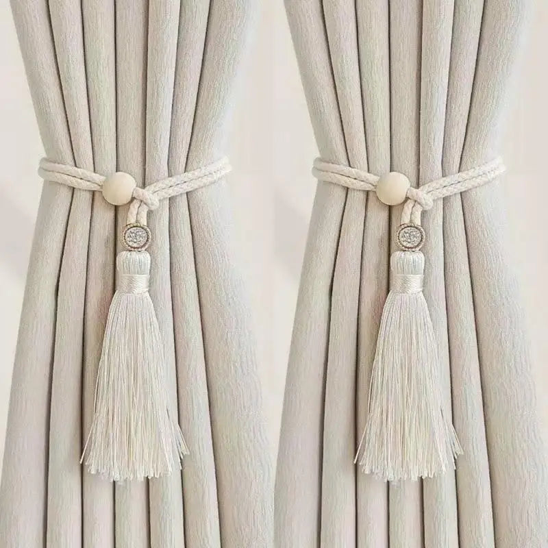 Bohemian Chic Adjustable Cotton Cord Curtain Tie Fringe Hand Woven Qme A1