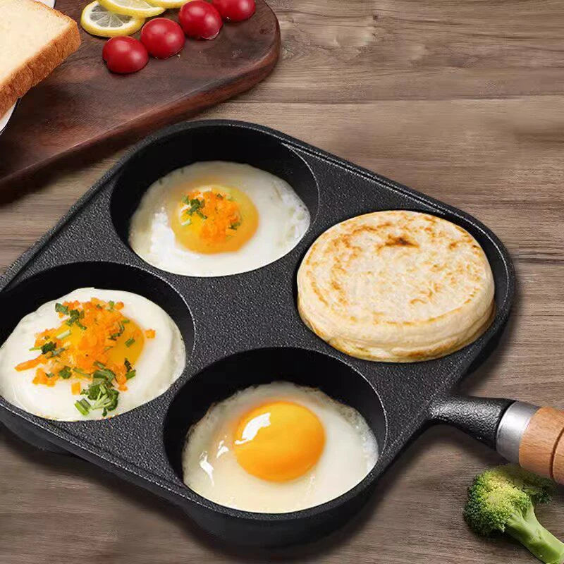 4-Hole Egg Frying Pan Nonstick Cookware Pans Omelet Pot Suitable Gas Qme