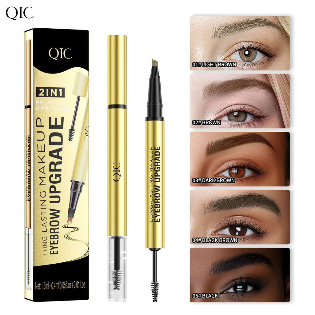5 Colors 1pc Eyebrow Pen Waterproof 4 Split Tip Eyebrows Pen Eyebrow Tattoo Pen Waterproof Liquid Black Eyebrow Makeup Pencil Qme