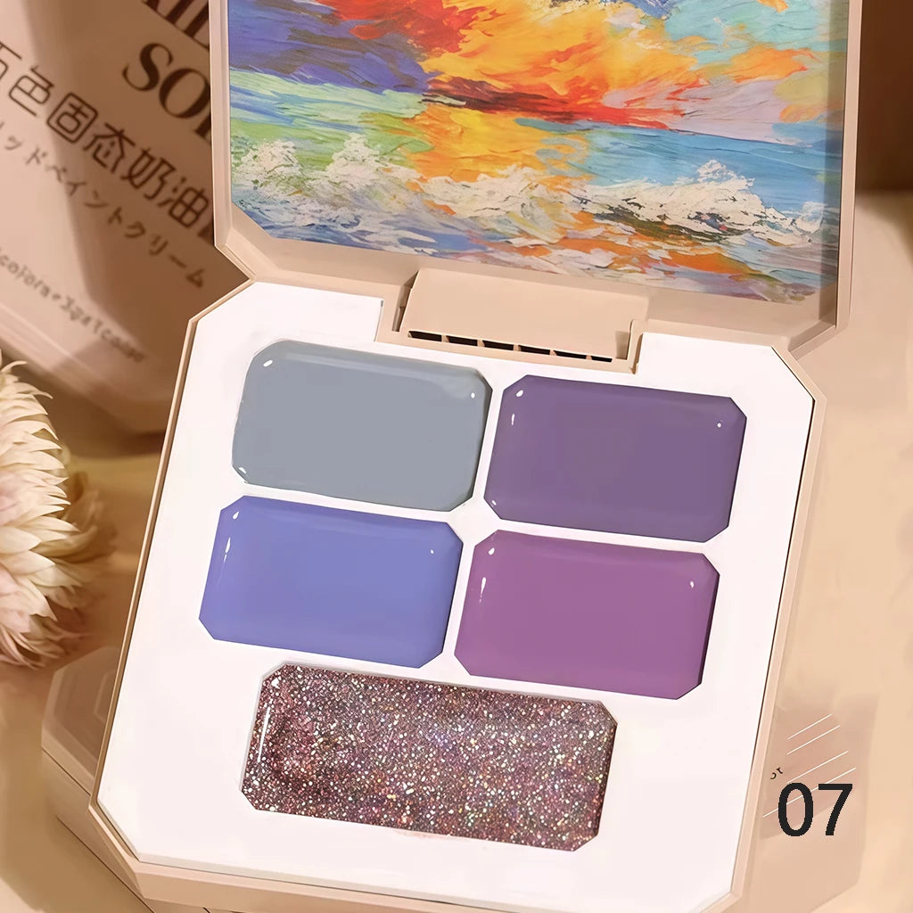 5 Colors Solid Gel Palette Japanese Nail Cream Mud Painting Art Qme 07