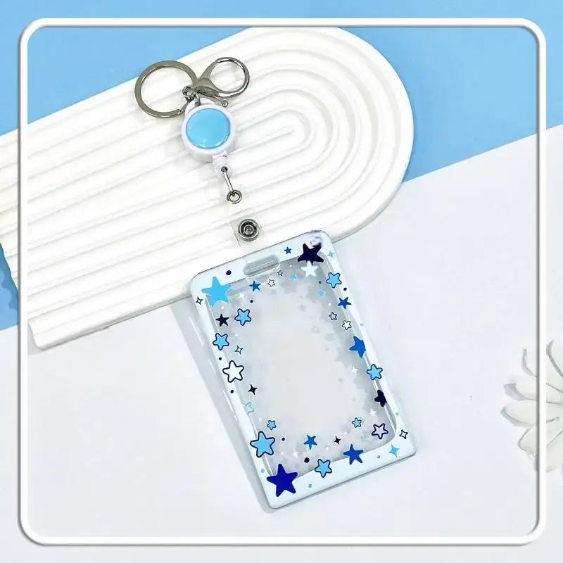Star Sliding Cover Card Holder Transparent Portable ID Protector Kpop Qme A13