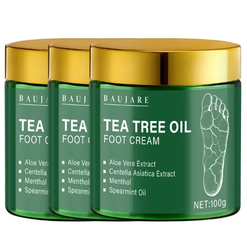 Tea Tree Oil Foot Cream with Aloe & Menthol - Moisturizes & Softens Skin with Hyaluronic Acid & Retinol Qme dark green 100g